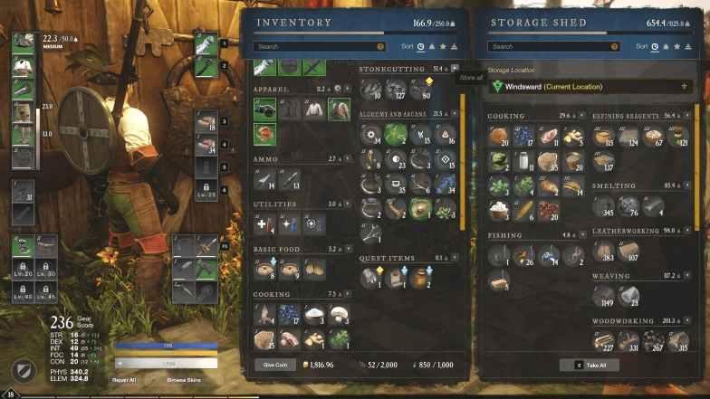 How to Store Items in New World