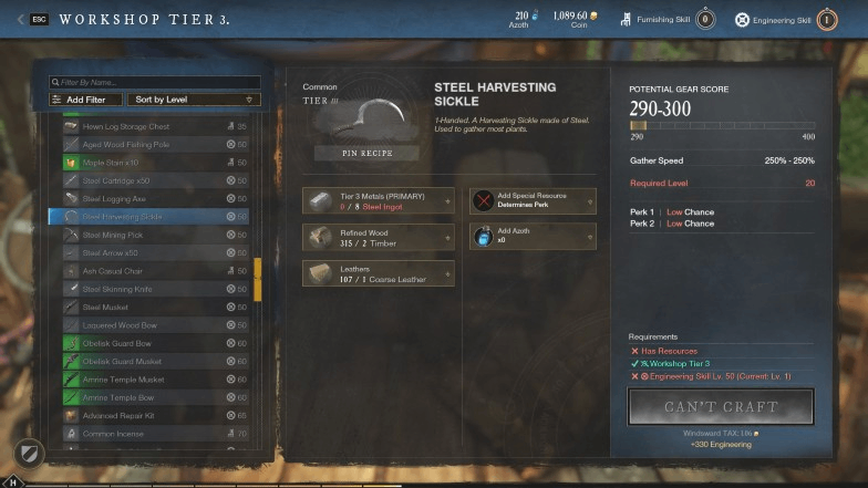Where to Get a Harvesting Sickle in New World
