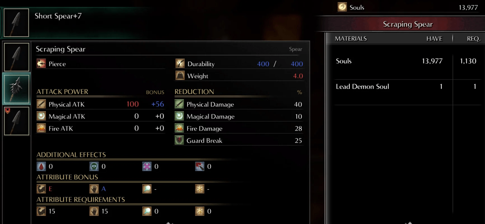 Demon Souls Boss soul Weapon: Scraping Spear