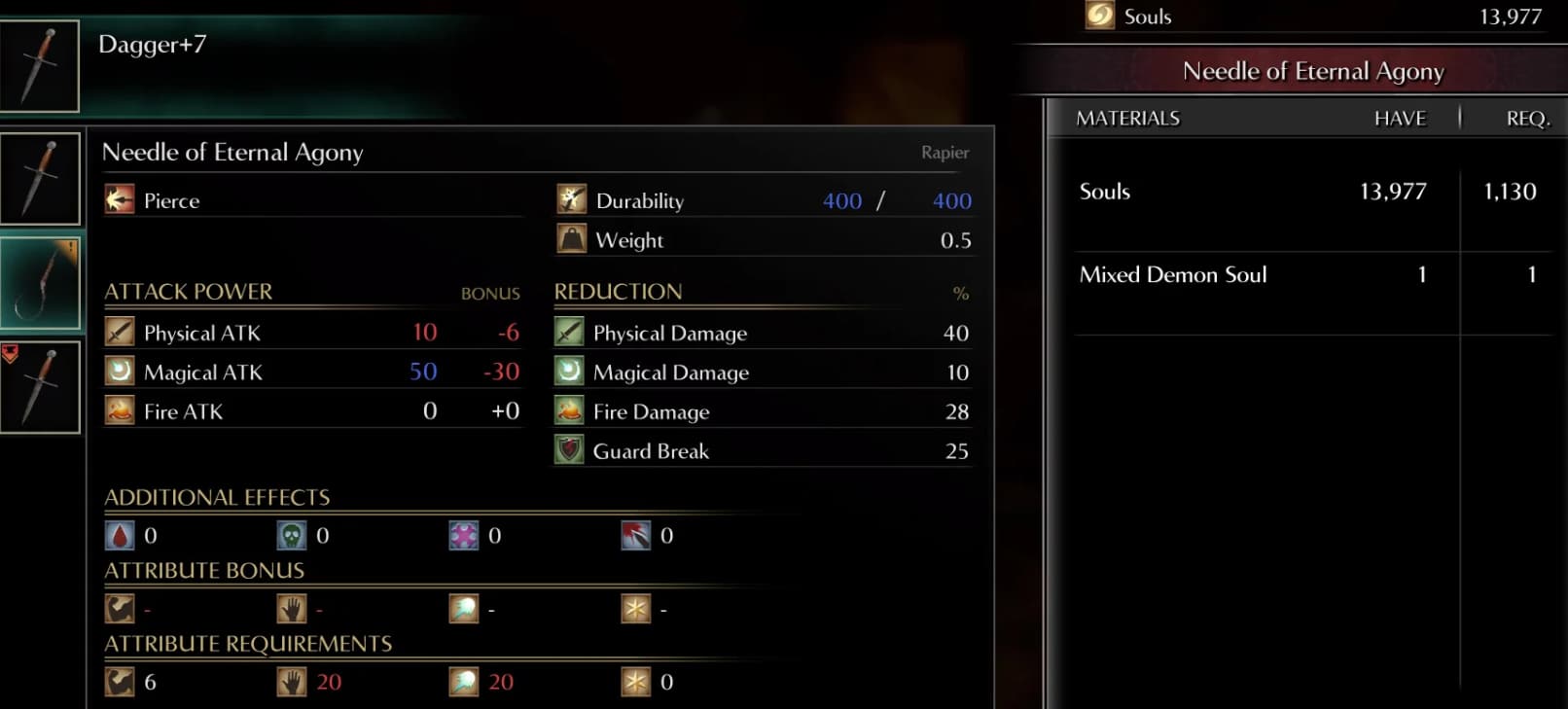 Demon Souls Boss Weapon: Needle of Eternal Agony