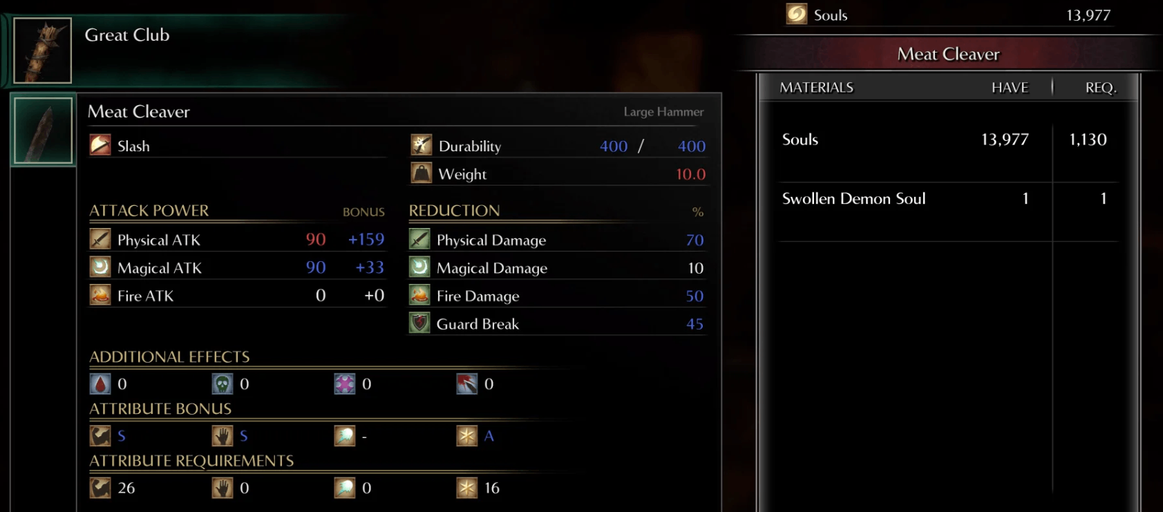 Demon Souls Boss Soul Weapon Meat Cleaver A Deadly Weapon to Take on